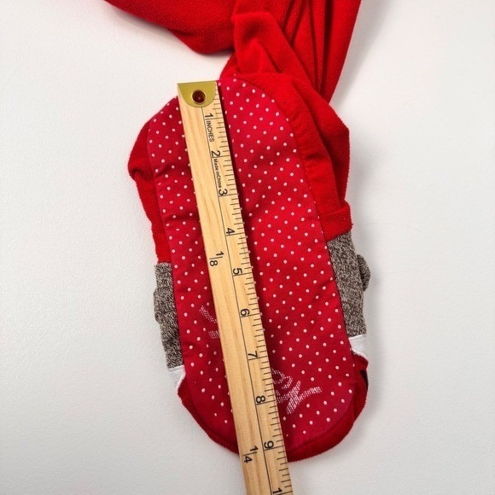Nick & Nora Footed Pajamas Womens S Red Long Sleeve Sock Monkey Fleece Sleepwear - Picture 10 of 12